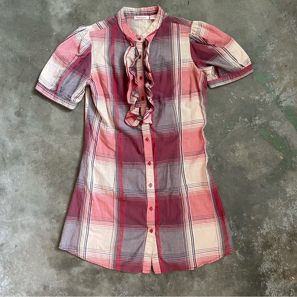 Plaid Ruffle mini dress/ tunic
